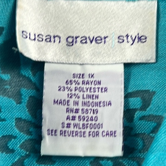 Vtg Susan Graver Women’s Size 1X Linen Blend Semi Sheer Blouse Top Boho Cottage - Picture 10 of 11